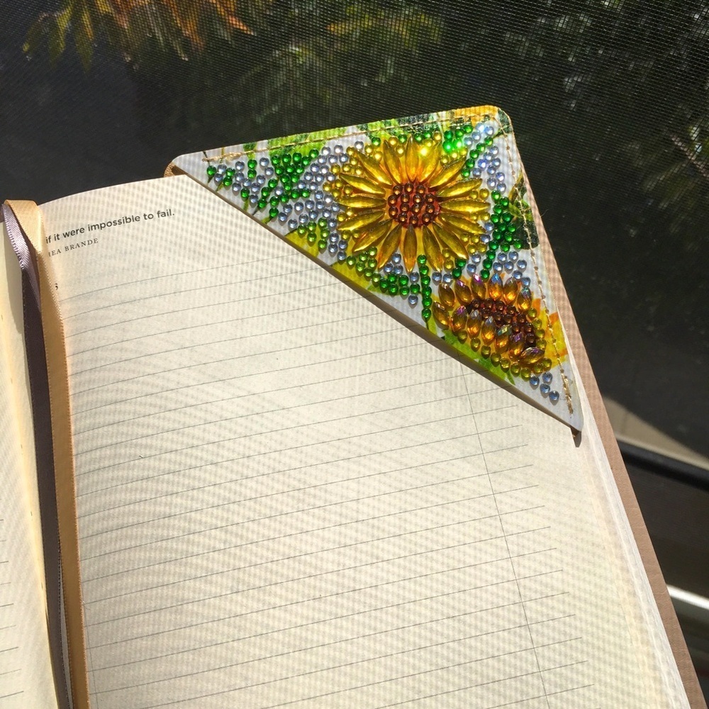 Diamond Art SUNFLOWERS 02 Corner Bookmark, Colorful, Sparkly, Bling - Picture 15 of 17
